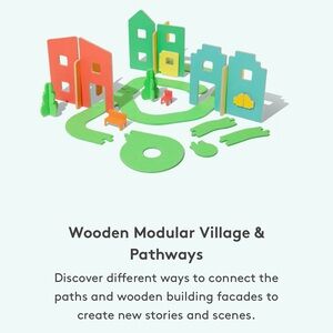 Lovevery Wooden Modular Village & Pathways, Friends and Swing Set